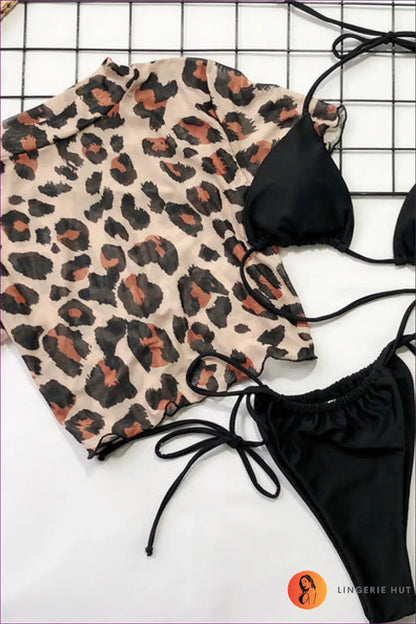 Zebra Print Crop Top with Tie-side Bikini Bottom - Wild Coast - s / Multi4 - Animal • Beachwear • just in - Lingerie Hut