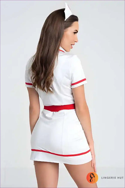 Zipper Front Nurse Uniform Dress for Theme Parties Casual, Clubwear, Cotton, just In,